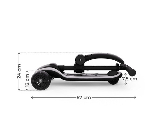kinderkraft trotinetă 2 &icirc;n 1 raket up cu lumini led (negru)
