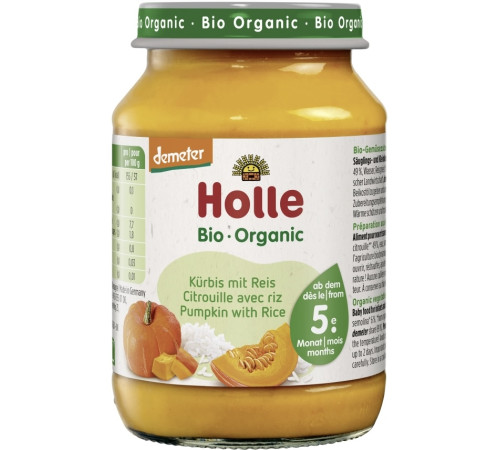 holle piure dovleac cu orez (4 luni+) 190 gr.