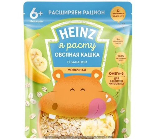 Детское питание в Молдове heinz Каша молочная овсяная с Омега 3 и бананом (6m+) 200 гр.