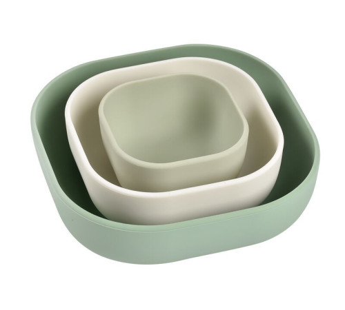  beaba set de 3 farfurii din silicon "sage green" b913567
