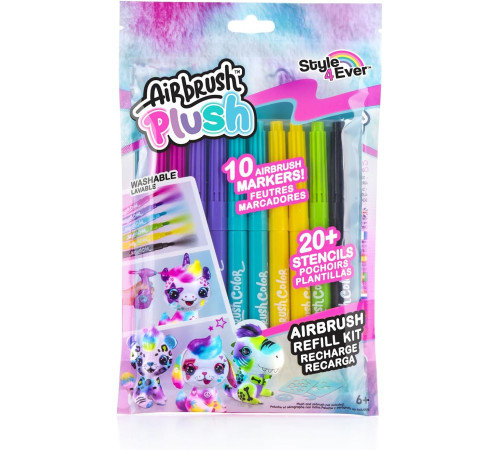  canal toys ofg256 Дополнительный набор для творчества airbrush plush refill kit (10 маркеров + трафареты) 