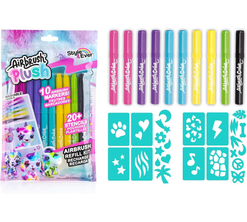 canal toys ofg256 set de rezervă pentru creativitate canal toys airbrush plush refill kit (10 carioci + șabloane)