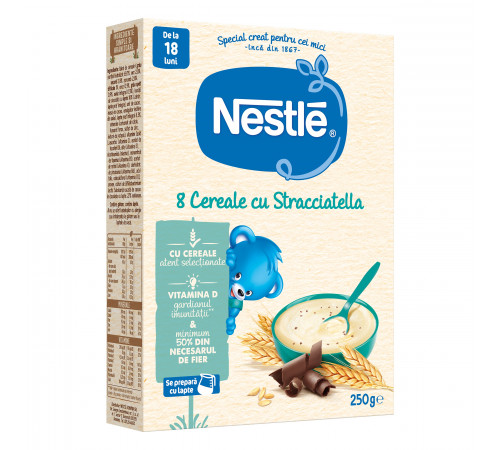 nestle Каша 8 злаков с молочным шоколадом "stracciatella" 250 гр. (18 м+)