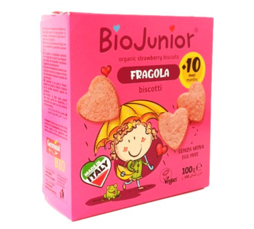  biojunior organic biscuiți din ovăz cu căpșuni pentru copii germinal (10 luni+), 100 g