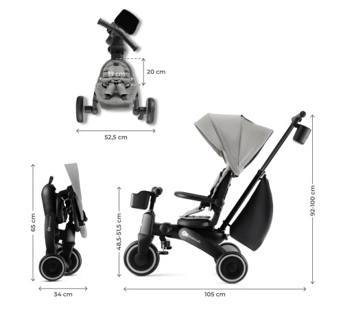 kinderkraft Трицикл складной jazz 2 серый