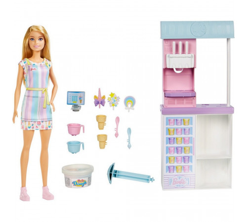 barbie hcn46 set de joc barbie "magazin de înghețată"