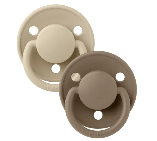  bibs Пустышка круглая силиконовая de lux vanilla & dark oak (0-36 м.) 2 шт.