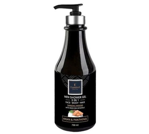  famirel gel de duș 3în1 "sandalwood" cu ulei de argan, pantenol și minerale din marea moartă (750 ml.) 085168