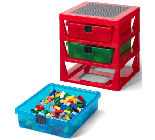 lego cтеллаж с 3 выдвижными ящиками (красный)