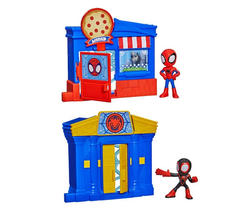 spider-man g1961 mini-set de joc "marvel spidey and his amazing friends: locații urbane" (in sort.)
