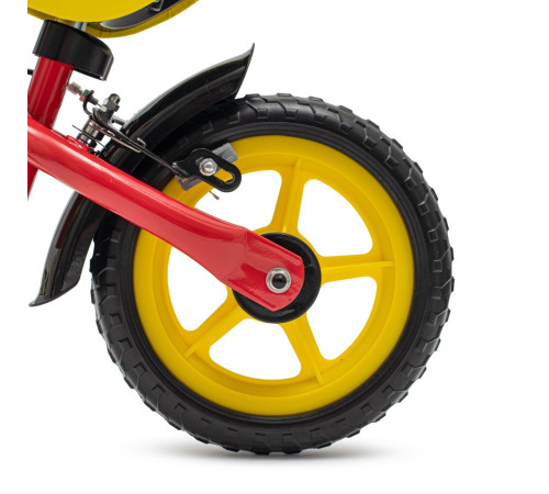 baby mix 56306 bicicletă de echilibru cu fr&acirc;nă "traveller" (galben\roșu)