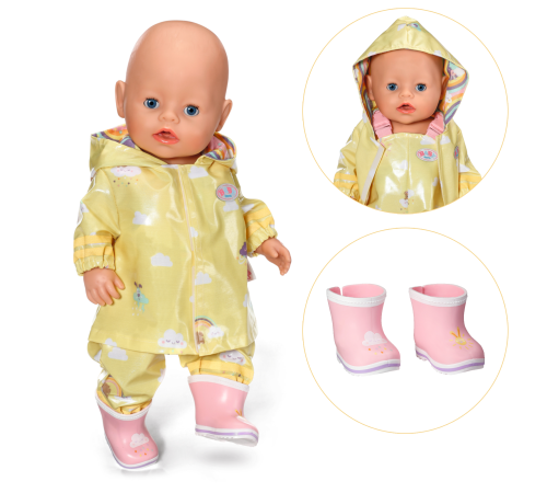 zapf creation 840788 set de &icirc;mbrăcăminte "baby born rain set" (43 cm)