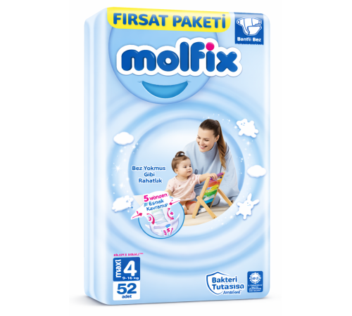 molfix maxi plus Подгузники 4+ (9-16 кг) 52 шт.