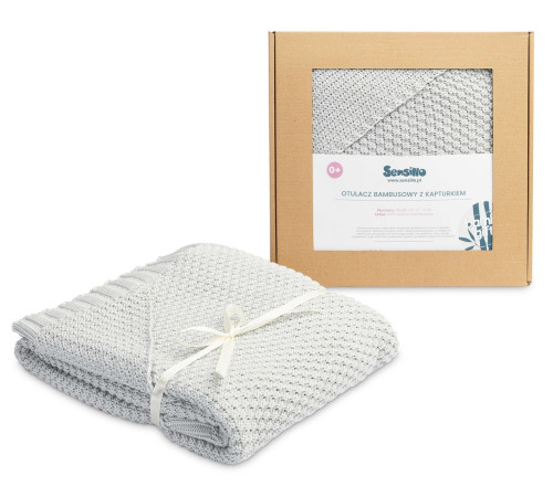  sensillo-43494 pătură din bambus cu glugă (90 x 85 cm) gri