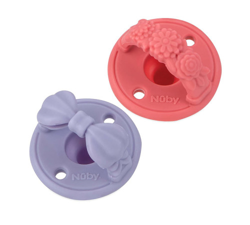 nuby nv02007s Силиконовые пустышки "3-d sili" 2 шт. (0 м+) в асс.