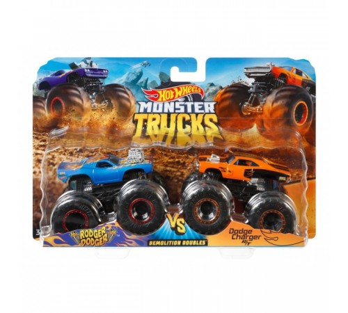 hot wheels fyj64 set de 2 mașini serie "monster trucks" in sort.