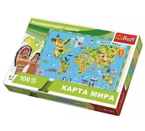 Trefl 15527 Пазлы "Карта мира" (100 эл.)  trefl 15527 Пазлы "Карта мира" (100 эл.)