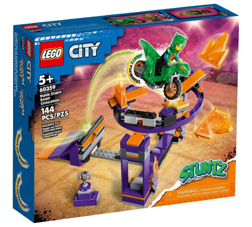 Детский магазин в Кишиневе в Молдове lego city 60359 Конструктор "Испытание каскадеров с трамплином и кольцом" (144 дет.)