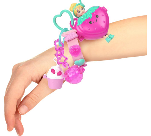 polly pocket jkr51 set de joacă portabil cu mini-păpușă și accesorii tip breloc (in sort.)