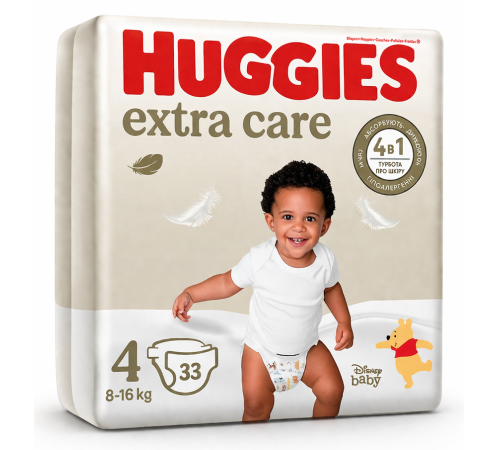  huggies extra care Подгузники 4 (8-16 кг.) 33 шт.