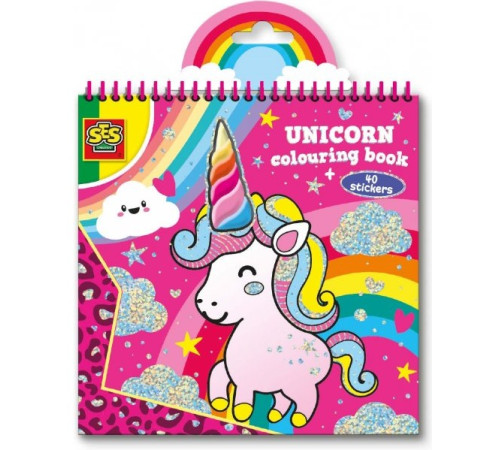  ses creative 00111 carte de colorat cu autocolante "unicorn"