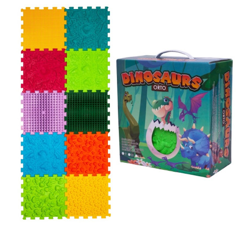 ortek 11683 covoraș ortopedic pentru masaj puzzle "dinozauri" (10 el.)