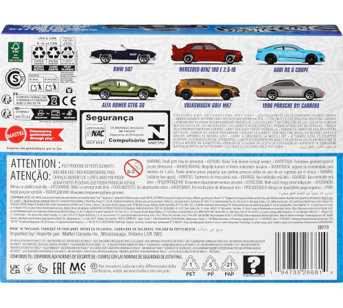 hot wheels jby79 Набор автомоделей silver "Дорогами Европы" (1:64)