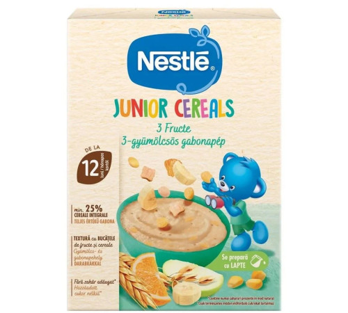  nestle junior cereale fără lapte cu 3 fructe (12 luni+ ) 200g