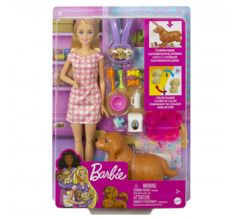 barbie hck75 set de joc barbie "cățeluși nou-născuți"
