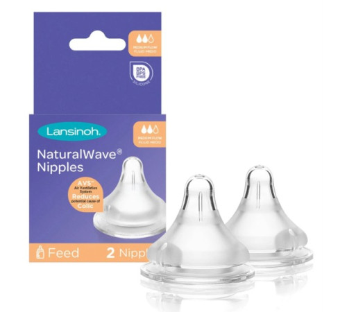  lansinoh 81667 tetine din silicon naturalwave (3 luni+) 2 buc.