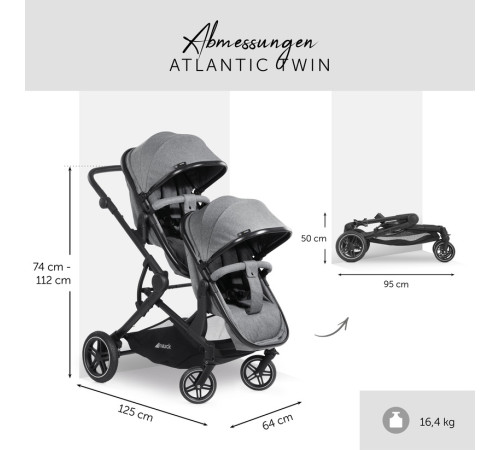 hauck carucior pentru gemeni 2in1 atlantic twin melange grey