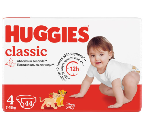  huggies classic jumbo 4 (7-18 кг.)  44 шт.