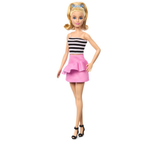 barbie hrh11 papusa barbie "fashionista" intr-o fusta cu volane roz