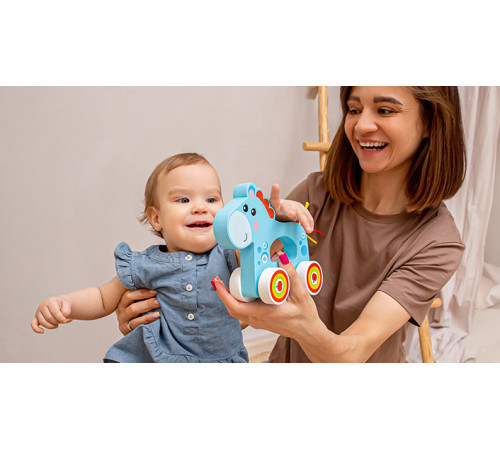 kids hits kh20/011jucărie din lemn "căluț" seria "&Icirc;mpinge și trage"