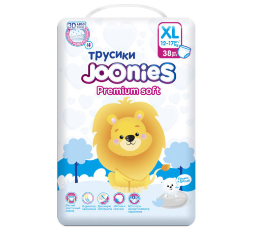 joonies premium soft Подгузники-трусики xl (12-17 кг) 38 шт.