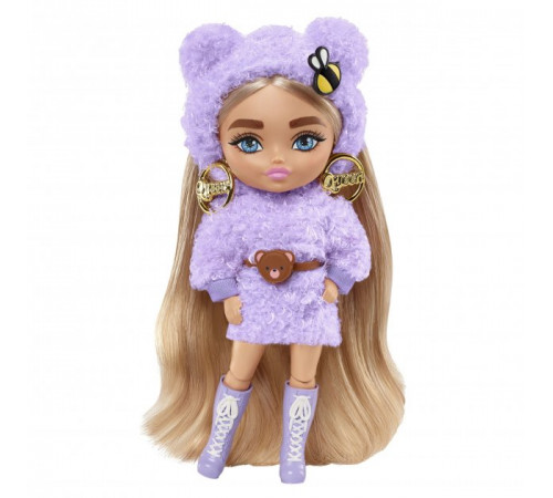  barbie hgp66 Кукла "extra minis" Модница в сиреневом пушистом наряде