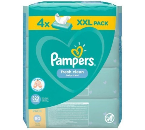  pampers Влажные салфетки fresh clean (4х80) 320 шт.