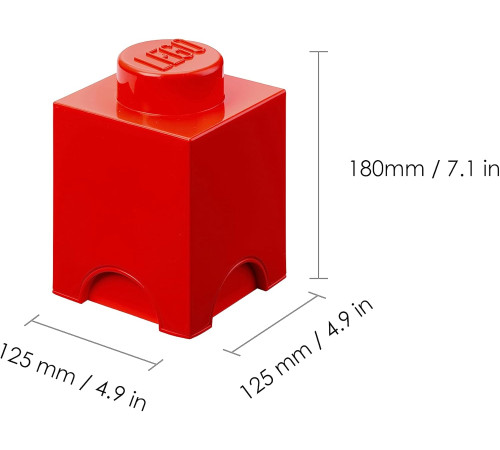 lego Контейнер для хранения storage brick 1 (18x12,5x12,5 см.) красный