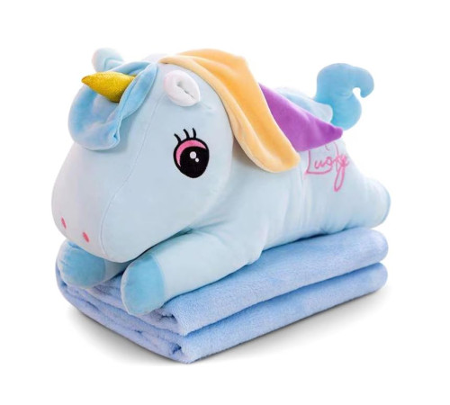  86824 jucarie din plus cu plapuma "unicorn albastru"