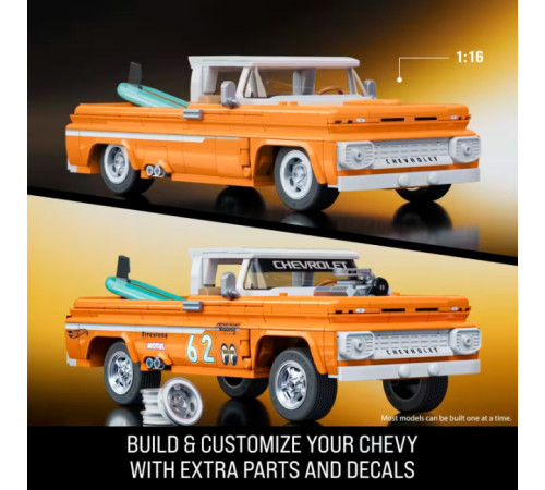 hot wheels jft20 Конструктор "brick shop elite custom '62 chevy pickup" (858 дет.)