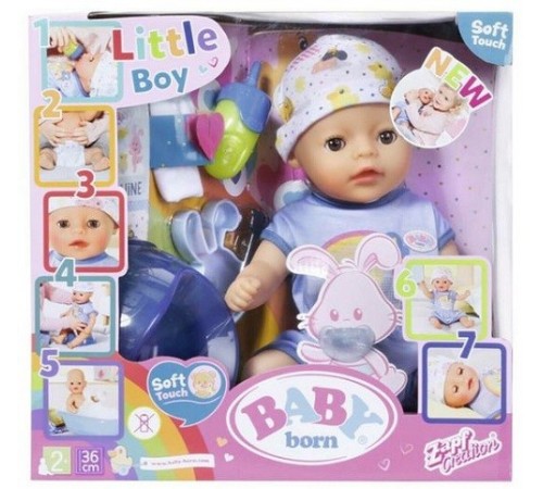  zapf creation 827338 păpușă interactivă baby born "Îmbrățișări blânde" (36 cm.) cu accesorii