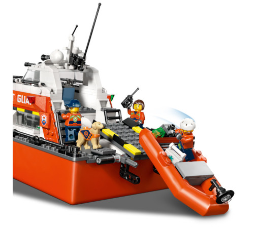 lego city 60504 constructor "barcă de salvare și elicopter al pazei de coastă" (742 el.)