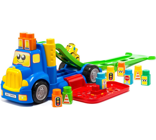 molto 19470 set de joc "camion-transportator cu o mașină" (10 blocuri)