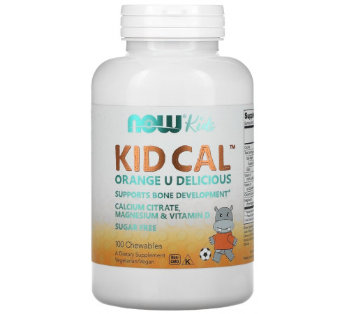 now foods tablete masticabile pentru copii cu calciu (100 buc.) orange