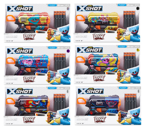 Zuru 36649 Blaster X-Shot Skins Flux, Poppy Playtime, S1 (8 cartuse) in sort.   zuru 36649 blaster x-shot skins flux, poppy playtime, s1 (8 cartuse) in sort.