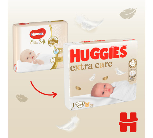huggies extra care Подгузники 1 (2-5 кг.) 84 шт.