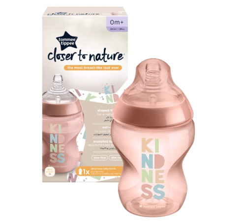 tommee tippee tt0033 biberon "closer to nature" roz (0 luni+) 260 ml.