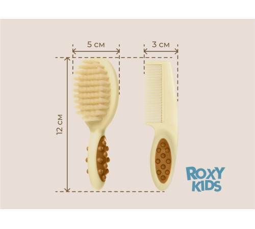roxy rbh-001 perie moale cu peri naturali și pieptăn (bej)