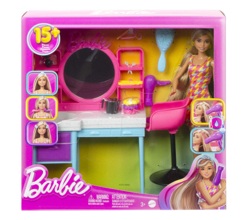 barbie hkv00 păpușă barbie în salonul de coafură