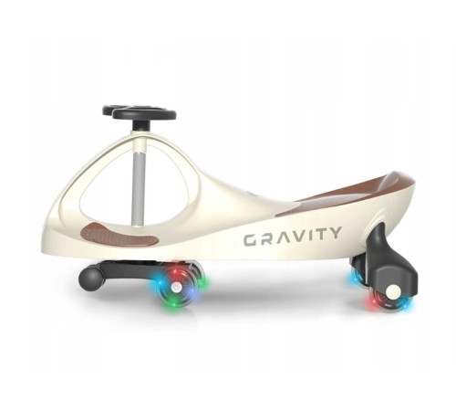 milly mally  59531 Детская машинка-каталка "gravity" с led-колесами (бежевый/коричневый) 
